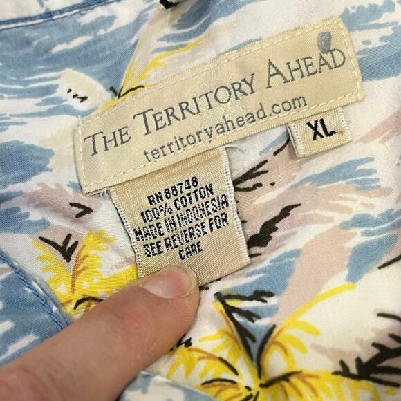 The Territory Ahead Men’s Retro Hawaiian Camp Shirt XL, Cotton‎ Island Sailboats - Picture 5 of 14